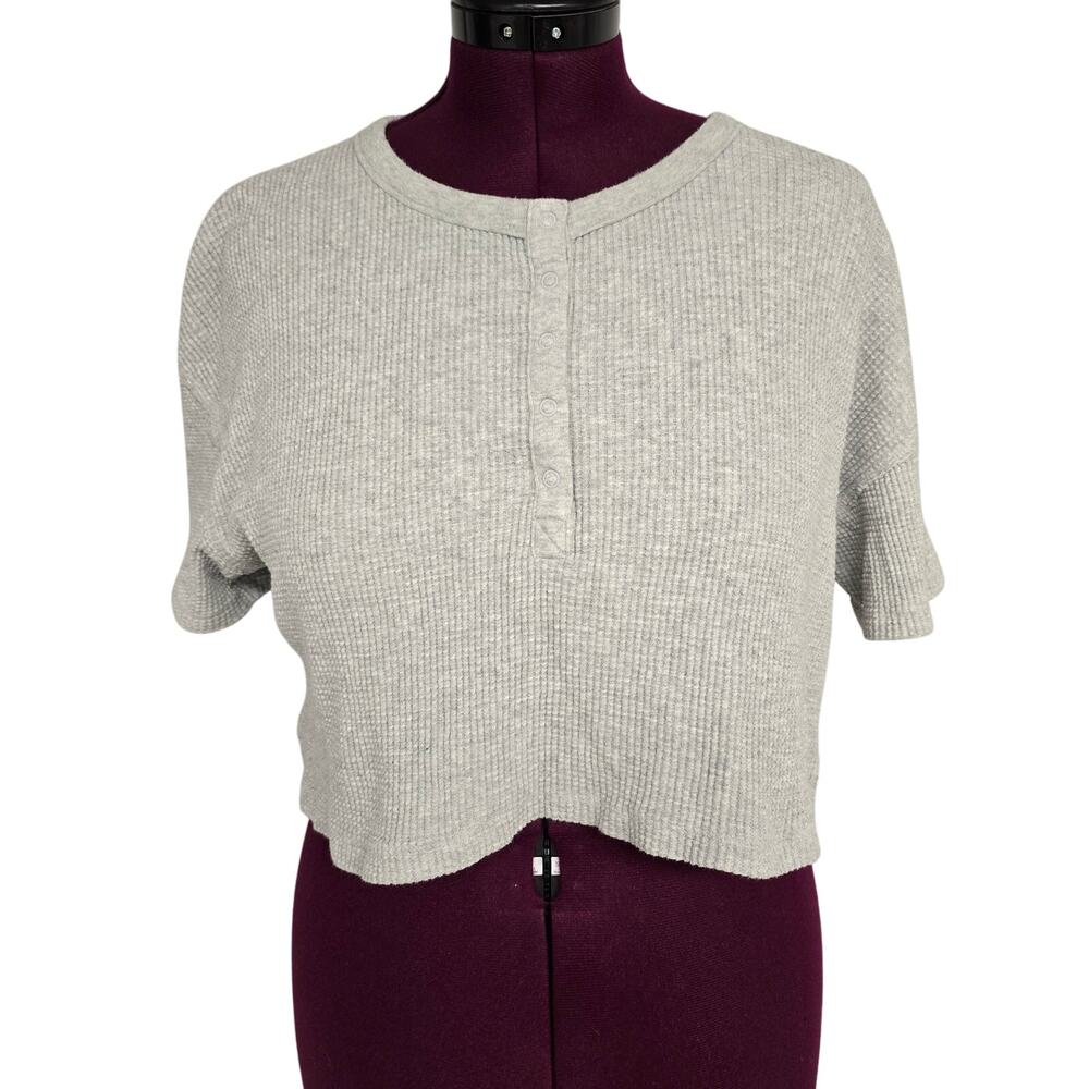 Women's Offline by Aerie Gray Waffle Knit Oversized Crop Top - Size Medium